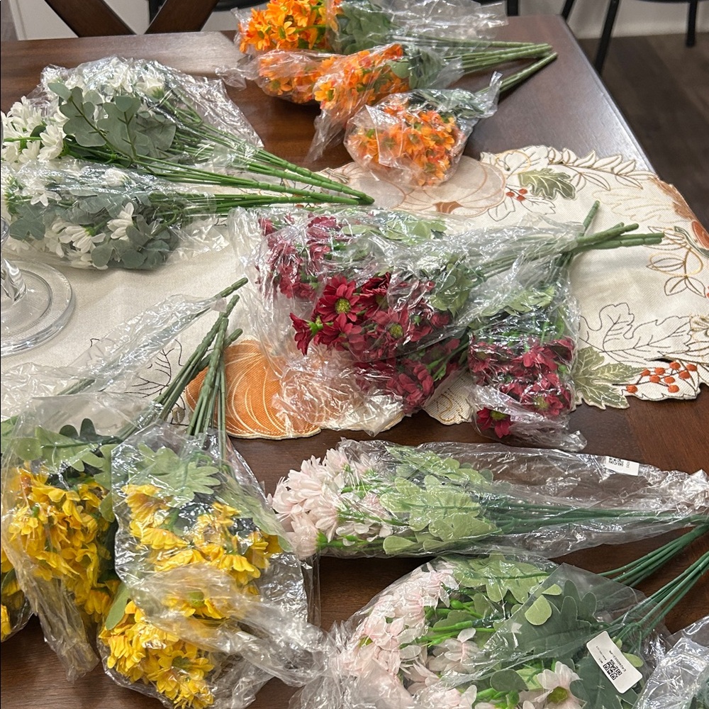 Vibrant Artificial Mum Flower Bouquet Set